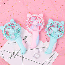 Load image into Gallery viewer, Cartoon Hand-Pressed Hand-Cranked Small Fan Dormitory Mini Student Portable Hand-Held Manual Children's Fan
