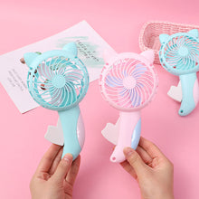Load image into Gallery viewer, Cartoon Hand-Pressed Hand-Cranked Small Fan Dormitory Mini Student Portable Hand-Held Manual Children's Fan
