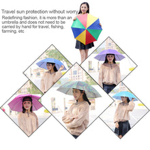 Load image into Gallery viewer, 69cm/77cm Portable Rain Umbrella Hat Foldable Outdoor Fishing Anti-Sun Waterproof Umbrella Camping Head Cap Beach Head Hats
