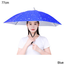 Load image into Gallery viewer, 69cm/77cm Portable Rain Umbrella Hat Foldable Outdoor Fishing Anti-Sun Waterproof Umbrella Camping Head Cap Beach Head Hats
