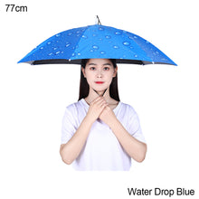Load image into Gallery viewer, 69cm/77cm Portable Rain Umbrella Hat Foldable Outdoor Fishing Anti-Sun Waterproof Umbrella Camping Head Cap Beach Head Hats
