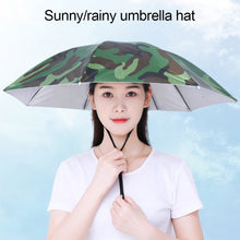 Load image into Gallery viewer, 69cm/77cm Portable Rain Umbrella Hat Foldable Outdoor Fishing Anti-Sun Waterproof Umbrella Camping Head Cap Beach Head Hats
