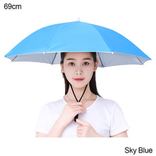 Load image into Gallery viewer, 69cm/77cm Portable Rain Umbrella Hat Foldable Outdoor Fishing Anti-Sun Waterproof Umbrella Camping Head Cap Beach Head Hats
