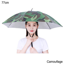 Load image into Gallery viewer, 69cm/77cm Portable Rain Umbrella Hat Foldable Outdoor Fishing Anti-Sun Waterproof Umbrella Camping Head Cap Beach Head Hats
