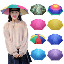 Load image into Gallery viewer, 55cm Portable Rain Umbrella Hat Foldable Outdoor Fishing Anti-Sun Waterproof Umbrella Camping Head Cap Beach Head Hats

