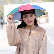 Load image into Gallery viewer, 55cm Portable Rain Umbrella Hat Foldable Outdoor Fishing Anti-Sun Waterproof Umbrella Camping Head Cap Beach Head Hats

