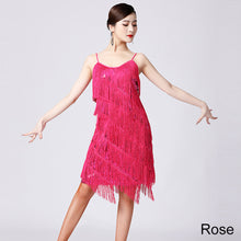 Load image into Gallery viewer, Latin Dance Suspender Skirt Tassel Skirt V-Neck Dance Sequin Skirt Stage Show Competition Dress
