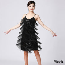 Load image into Gallery viewer, Latin Dance Suspender Skirt Tassel Skirt V-Neck Dance Sequin Skirt Stage Show Competition Dress
