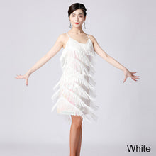 Load image into Gallery viewer, Latin Dance Suspender Skirt Tassel Skirt V-Neck Dance Sequin Skirt Stage Show Competition Dress
