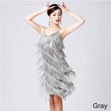 Load image into Gallery viewer, Latin Dance Suspender Skirt Tassel Skirt V-Neck Dance Sequin Skirt Stage Show Competition Dress
