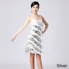 Load image into Gallery viewer, Latin Dance Suspender Skirt Tassel Skirt V-Neck Dance Sequin Skirt Stage Show Competition Dress
