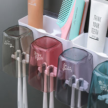 Load image into Gallery viewer, Wall-mounted Toothbrush Holder With Toothpaste Dispenser Punch-free Bathroom Storage For Home Waterproof Bathroom Accessories
