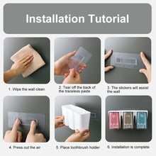Load image into Gallery viewer, Wall-mounted Toothbrush Holder With Toothpaste Dispenser Punch-free Bathroom Storage For Home Waterproof Bathroom Accessories

