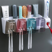 Load image into Gallery viewer, Wall-mounted Toothbrush Holder With Toothpaste Dispenser Punch-free Bathroom Storage For Home Waterproof Bathroom Accessories
