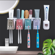 Load image into Gallery viewer, Wall-mounted Toothbrush Holder With Toothpaste Dispenser Punch-free Bathroom Storage For Home Waterproof Bathroom Accessories
