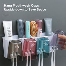 Load image into Gallery viewer, Wall-mounted Toothbrush Holder With Toothpaste Dispenser Punch-free Bathroom Storage For Home Waterproof Bathroom Accessories

