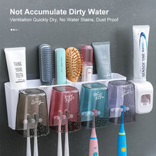 Load image into Gallery viewer, Wall-mounted Toothbrush Holder With Toothpaste Dispenser Punch-free Bathroom Storage For Home Waterproof Bathroom Accessories
