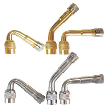 Load image into Gallery viewer, 45/90/135 Degree Angle Brass Motorcycle Bent Valve Adaptor Tyre Tube Valve Extension Adapter for Car Truck Motorcycle Cycling Accessories
