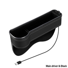 Load image into Gallery viewer, Car Crevice Storage Box Colorful LED Seat Gap Slit Pocket Seat Organizer with 2 USB Charger Card Phone Bottle Cups Holder
