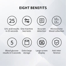 Load image into Gallery viewer, Portable Uric Acid Detector Household Dual-function Detector Accurate Test Uric Acid Test Paper Blood Glucose Test Strips

