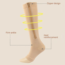 Load image into Gallery viewer, Compression Zip Sox Socks Stretchy Leg Support Zipper Medical Socks Open Toe Zipper Stocking for Varicose Veins Edema Swollen
