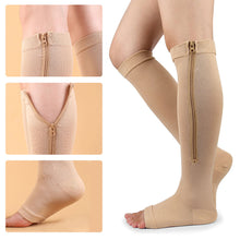Load image into Gallery viewer, Compression Zip Sox Socks Stretchy Leg Support Zipper Medical Socks Open Toe Zipper Stocking for Varicose Veins Edema Swollen
