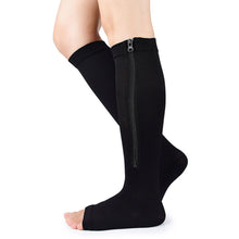 Load image into Gallery viewer, Compression Zip Sox Socks Stretchy Leg Support Zipper Medical Socks Open Toe Zipper Stocking for Varicose Veins Edema Swollen
