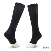 Load image into Gallery viewer, Compression Zip Sox Socks Stretchy Leg Support Zipper Medical Socks Open Toe Zipper Stocking for Varicose Veins Edema Swollen
