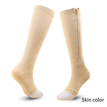 Load image into Gallery viewer, Compression Zip Sox Socks Stretchy Leg Support Zipper Medical Socks Open Toe Zipper Stocking for Varicose Veins Edema Swollen
