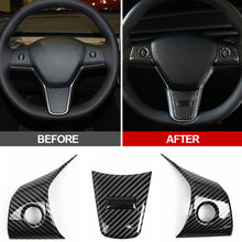 Load image into Gallery viewer, 3Pcs Car Steering Wheel Panel Cover Sticker Trim Decoration Carbon Fiber For Tesla Model 3 Y 2021 Modified Accessories
