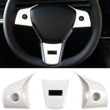 Load image into Gallery viewer, 3Pcs Car Steering Wheel Panel Cover Sticker Trim Decoration Carbon Fiber For Tesla Model 3 Y 2021 Modified Accessories
