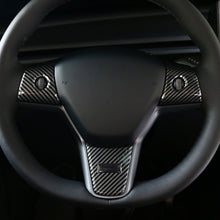 Load image into Gallery viewer, 3Pcs Car Steering Wheel Panel Cover Sticker Trim Decoration Carbon Fiber For Tesla Model 3 Y 2021 Modified Accessories
