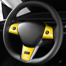 Load image into Gallery viewer, 3Pcs Car Steering Wheel Panel Cover Sticker Trim Decoration Carbon Fiber For Tesla Model 3 Y 2021 Modified Accessories
