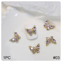 Load image into Gallery viewer, Zircon Butterfly Nail Ornament Fashion Stereoscopic Alloy Butterfly Nail Art Decoration Manicure Accessories
