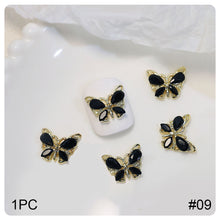 Load image into Gallery viewer, Zircon Butterfly Nail Ornament Fashion Stereoscopic Alloy Butterfly Nail Art Decoration Manicure Accessories
