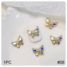 Load image into Gallery viewer, Zircon Butterfly Nail Ornament Fashion Stereoscopic Alloy Butterfly Nail Art Decoration Manicure Accessories

