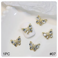 Load image into Gallery viewer, Zircon Butterfly Nail Ornament Fashion Stereoscopic Alloy Butterfly Nail Art Decoration Manicure Accessories
