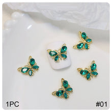 Load image into Gallery viewer, Zircon Butterfly Nail Ornament Fashion Stereoscopic Alloy Butterfly Nail Art Decoration Manicure Accessories
