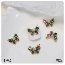 Load image into Gallery viewer, Zircon Butterfly Nail Ornament Fashion Stereoscopic Alloy Butterfly Nail Art Decoration Manicure Accessories

