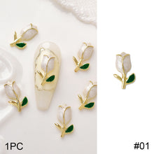 Load image into Gallery viewer, Tulip Flower Nail Ornament Fashion Retro Alloy Flower Nail Art Decoration Manicure Accessories
