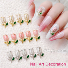 Load image into Gallery viewer, Tulip Flower Nail Ornament Fashion Retro Alloy Flower Nail Art Decoration Manicure Accessories
