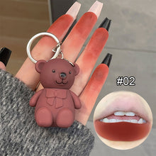 Load image into Gallery viewer, Bear Keychain Pendant Lip Glaze 6 Colors Matte Velvet Lip Gloss Lipstick Non-fading Long-lasting Lip Glaze Women Lip Makeup Cosmetics
