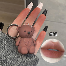 Load image into Gallery viewer, Bear Keychain Pendant Lip Glaze 6 Colors Matte Velvet Lip Gloss Lipstick Non-fading Long-lasting Lip Glaze Women Lip Makeup Cosmetics
