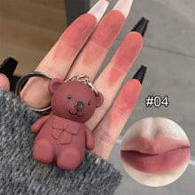 Load image into Gallery viewer, Bear Keychain Pendant Lip Glaze 6 Colors Matte Velvet Lip Gloss Lipstick Non-fading Long-lasting Lip Glaze Women Lip Makeup Cosmetics
