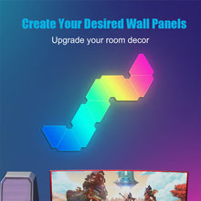 Load image into Gallery viewer, WIFI Smart LED Triangle Lamps Quantum Ambient Night Light RGB Wall Light TUYA APP Dimmable Voice Control Game Room TV Backdrop
