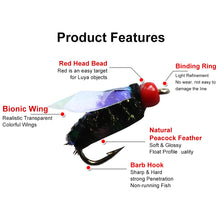 Load image into Gallery viewer, 10PCS Dazzle Wing Fly Hook White Strip Horse Mouth Warping Mouth Stream Goro Flying Red Tail Fly Fishing Bait Luya Bait Send Aid
