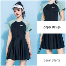 Load image into Gallery viewer, Large Size Swimsuit Conservative Belly Cover Slimming One-Piece Skirt Swimsuit Surf Beach Sports All-In-One Clothing XL-3XL
