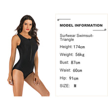 Load image into Gallery viewer, One-Piece Sleeveless Professional Bikini Surfing Swimming Sun Protection Clothing With Zipper Sports Bodysuit Tight Swimsuit - Triangle Style
