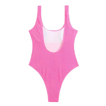 Load image into Gallery viewer, One-piece Fluorescence Solid color Swimsuit Sexy Backless Thong Threaded Bikini beach swimming water sports clothing S-XXL
