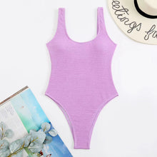 Load image into Gallery viewer, One-piece Fluorescence Solid color Swimsuit Sexy Backless Thong Threaded Bikini beach swimming water sports clothing S-XXL
